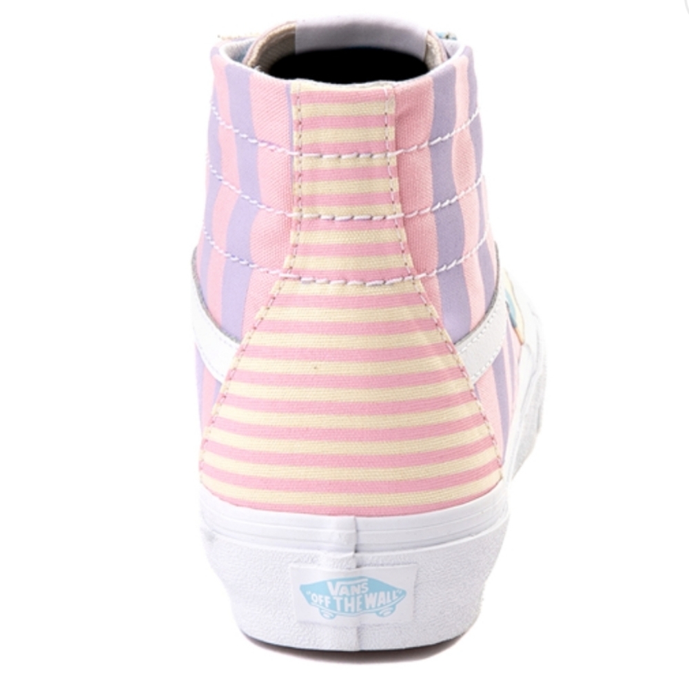 Women's super cute and fun, pastel striped, NWT high-top vans sk8-hi, 8 or 8.5 - Picture 4 of 11